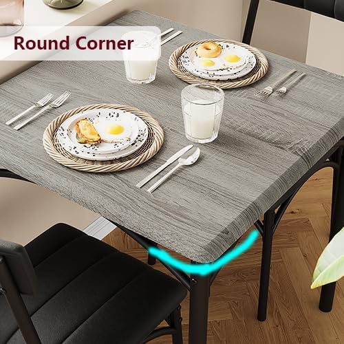 GAOMON Dining Table Set for 2, Kitchen Table and Chairs for 2 with Upholstered Chairs, 3 Piece Dining Room Table Set, Square Kitchen Table Set for Small Space, Apartment, Studio, Rustic Gray