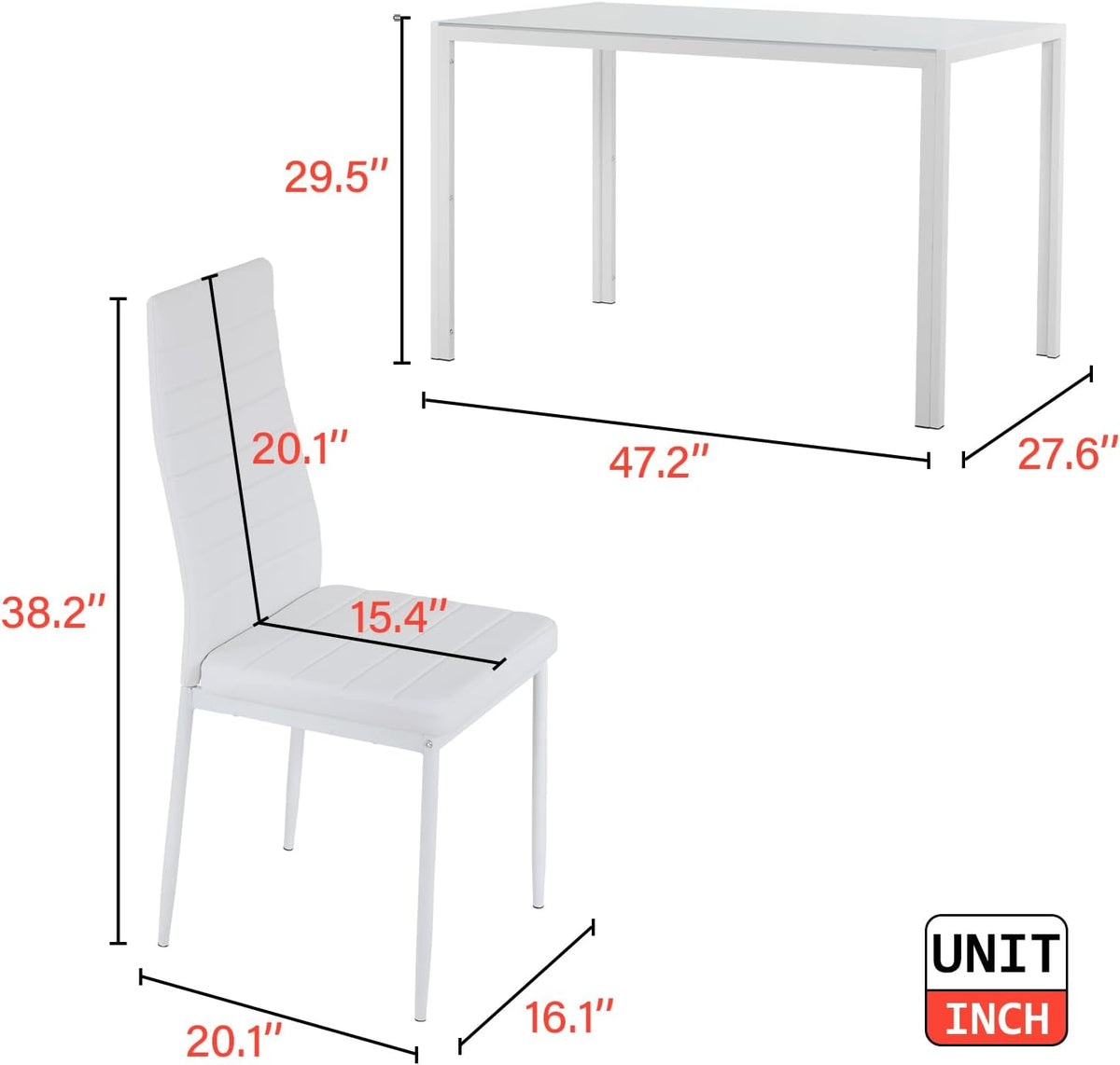 fdw | 5-piece dining table set | white, close-up detail