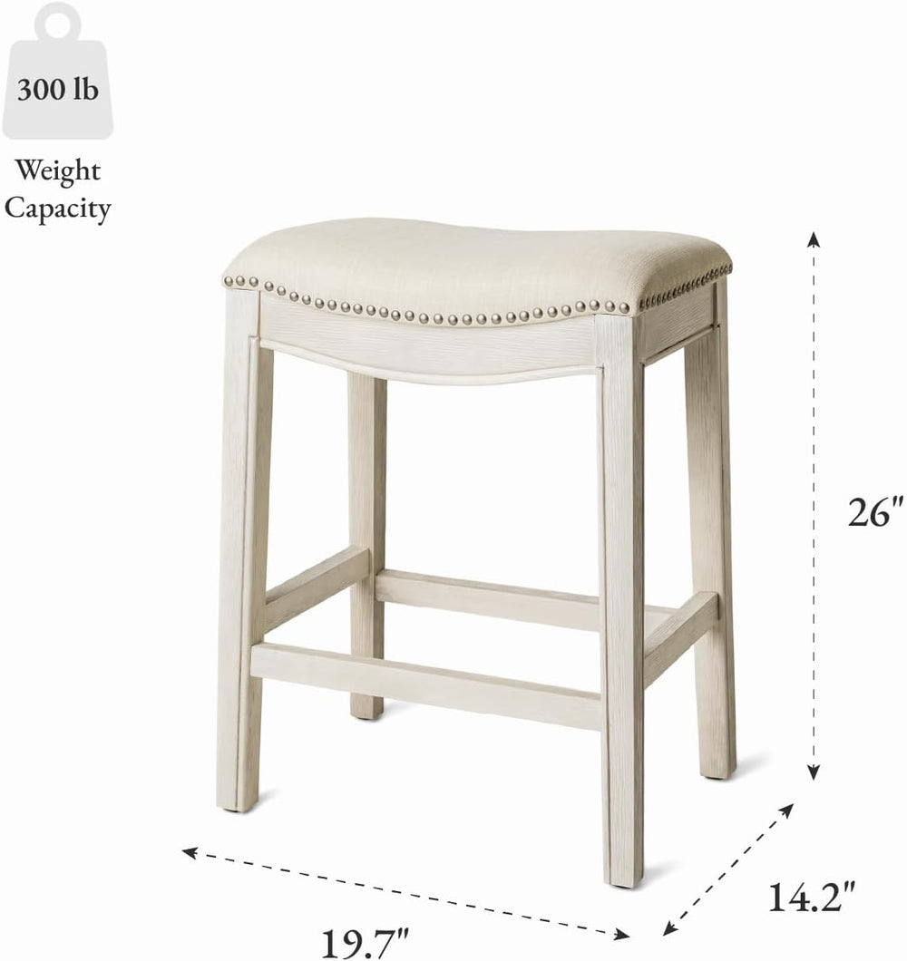 Maven Lane Adrien Backless Counter Stool, Cream, 26"