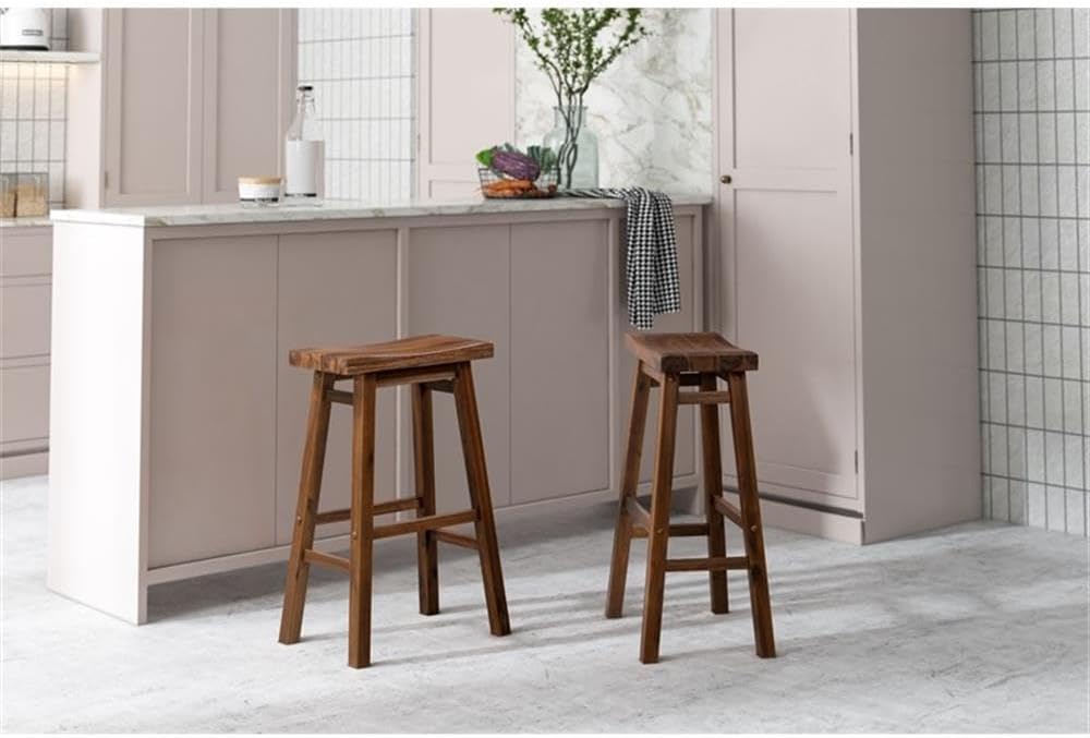 Boraam Sonoma Backless Saddle Kitchen Bar Stool - Chestnut Wire-Brush - Set of 2