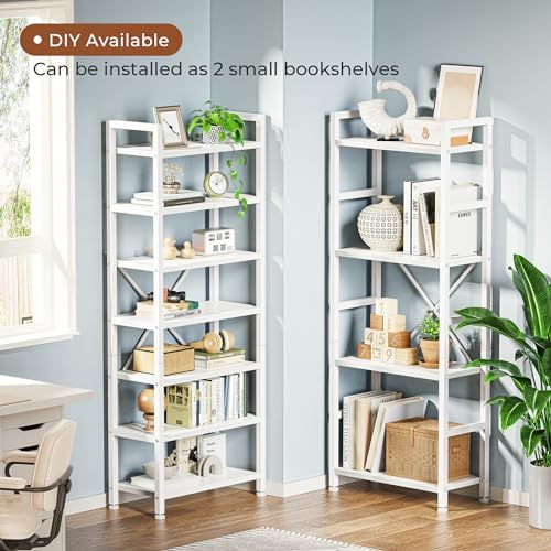 SUPERJARE Triple Bookshelf, Bookcase with 11 Open Display Shelves, Wide Book Shelf Book Case for Home & Office, 4 Tier, White