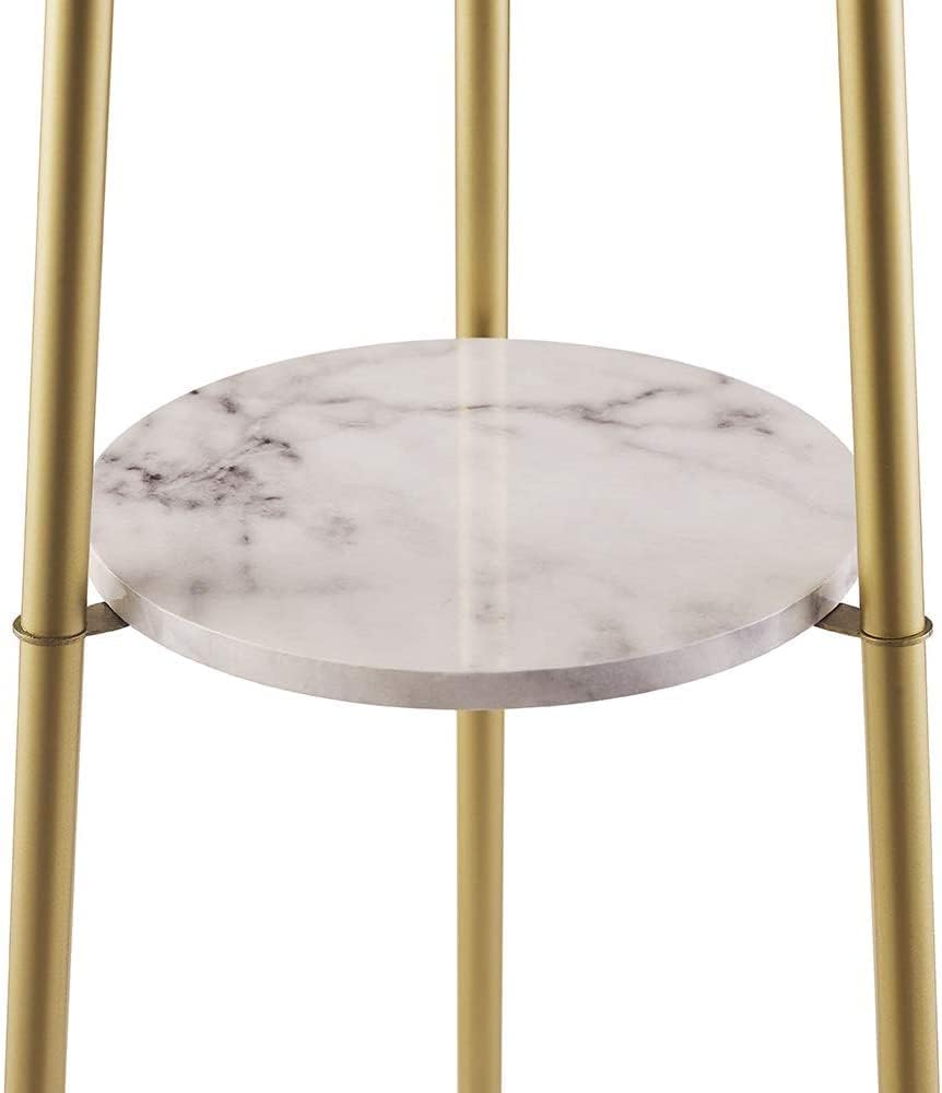 ROSEN GARDEN Floor Lamp, Standing Reading Light with Faux Marble Shelves and ...