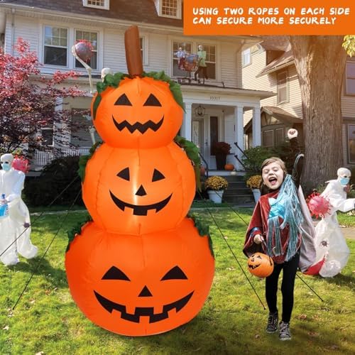 6FT H Halloween Inflatable Stacked Pumpkins Blow up Pumpkin Stacked with Build-in LED Lights, Blow up 3 Pumpkins Inflatable Outdoor Indoor Decorations Large Party Yard Decoration