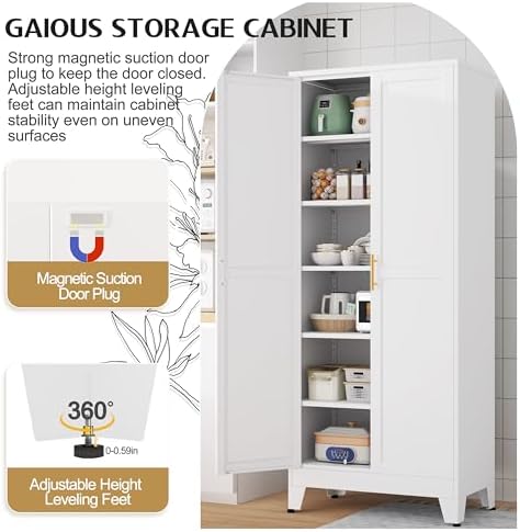 GAIOUS 75.2" Tall Pantry Cabinet,Kitchen Pantry Storage Cabinet with 2 Door