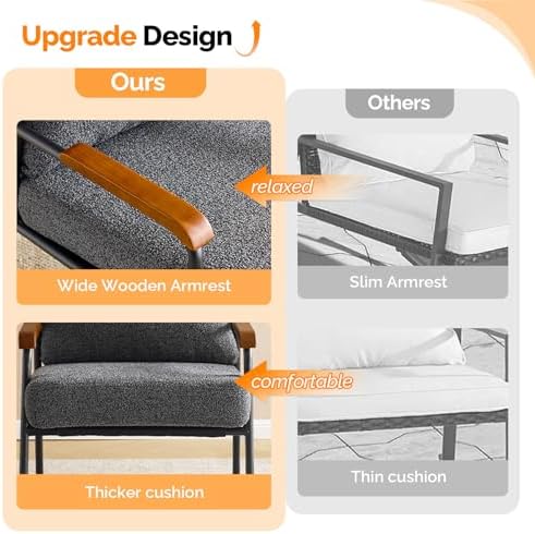 VINGLI Mid-Century Modern Accent Armchiar for Small Space, Small Comfy Uphols...