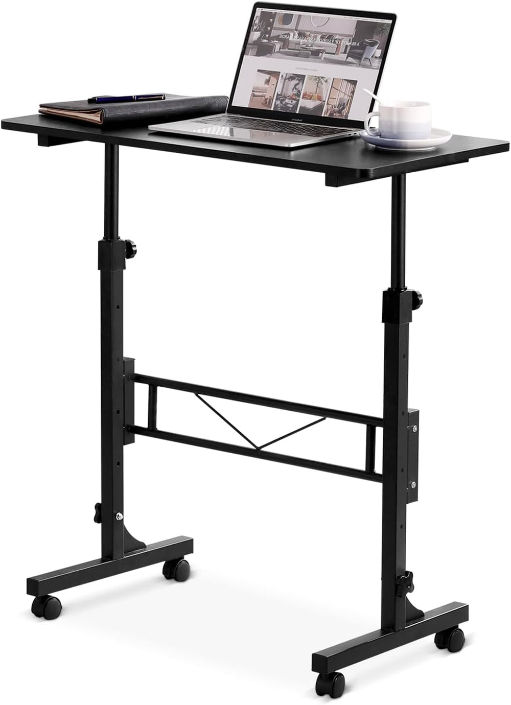Small Standing Desk Adjustable Height,Mobile Stand Up Desk with Wheels