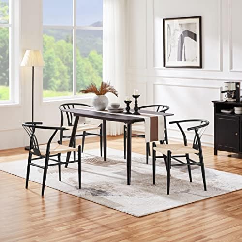 Topeakmart 4Pcs Dining Chairs Metal Legs Armchairs Black