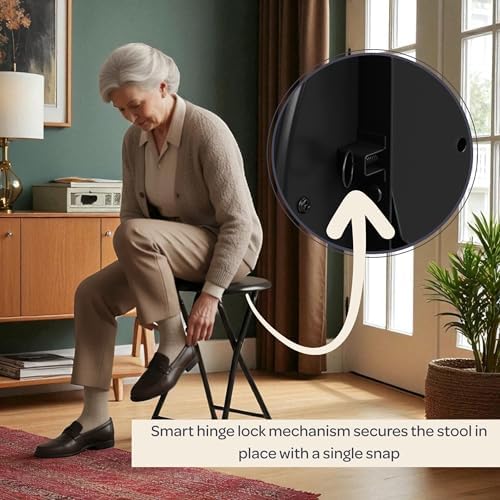 Lavish Home Portable Folding Stool with Backless Seat Set of 4, Black, 18”