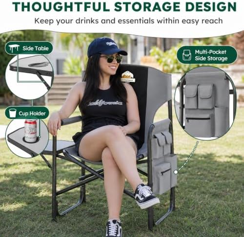 Colegence Oversized Camping Chair, 600-lb Capacity, Heavy-Duty Steel Frame