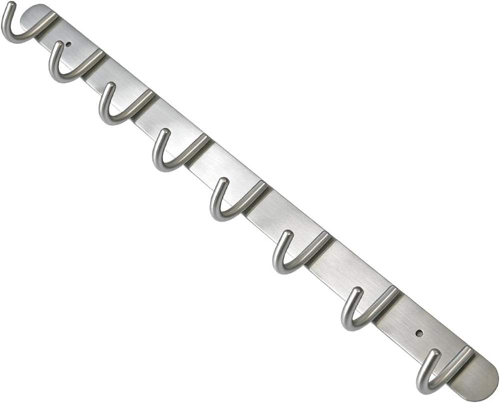 Wall Mounted Coat Rack with 8 Round Hooks - 21.6 Inch Brushed 304 Stainless S...