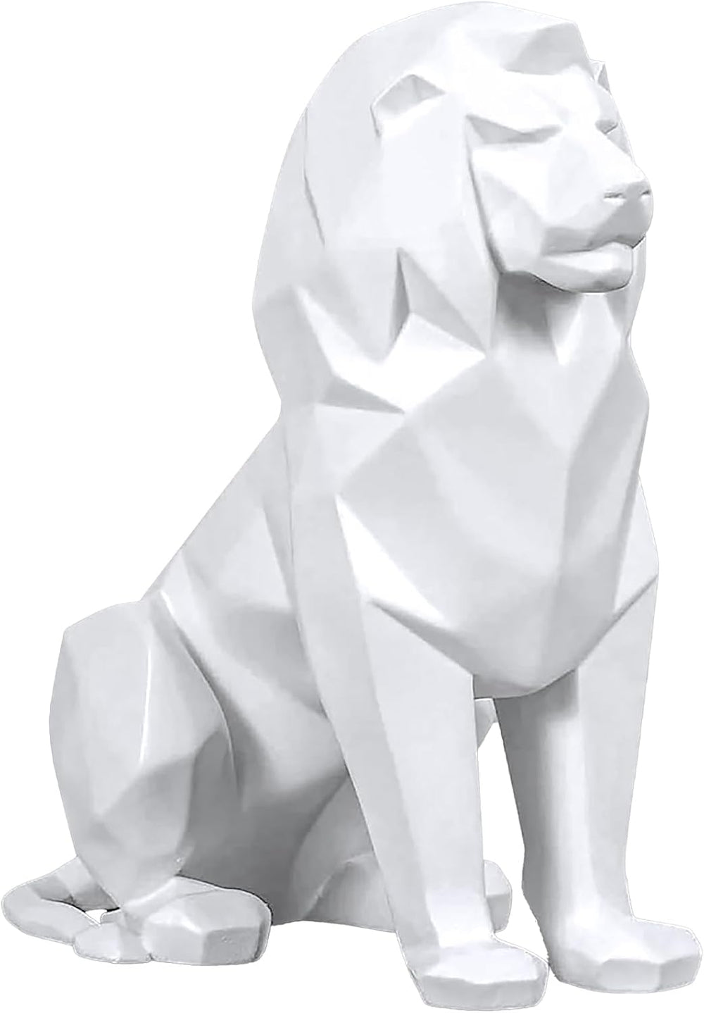 Artarium White Lion Statue, 7.7 Inch Geometric Lion Figurine, Handmade Resin ...