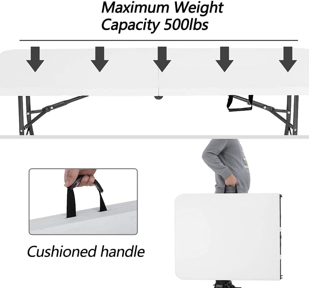 FDW | 6FT Folding Table | White | Portable Plastic Table