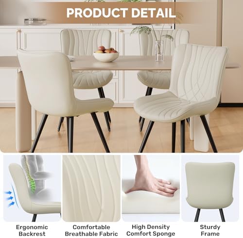 Modern Dining Chair, PU Leather Dining Room Chairs Set of 6