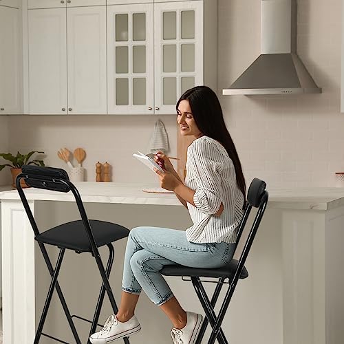 Thyle 2 Pcs Folding Bar Stool with Backrest Counter Height Seat,29.5 Inch