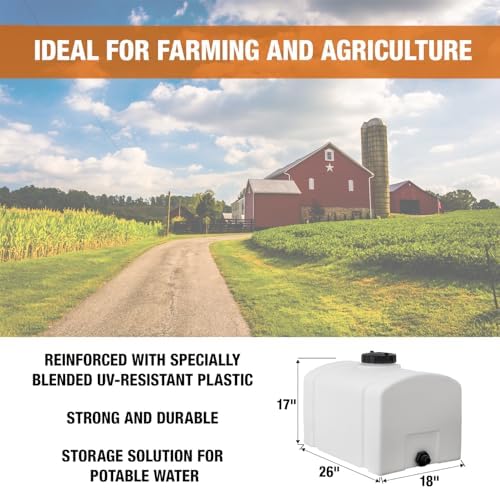 RomoTech 82123899 26 Gallon Square Polyethylene Water Storage Tank