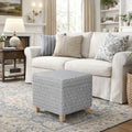 HomePop 18" Classic Square Storage Ottoman - Light Grey Print