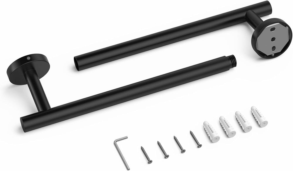 USHOWER 4PCS Matte Black Bathroom Accessories Set, 18-Inch Towel Bar Set