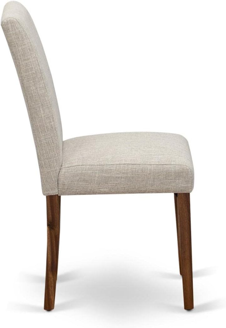 East West Furniture ABPNT35 Abbott Classic Parson Chairs - Doeskin Linen Fabr...