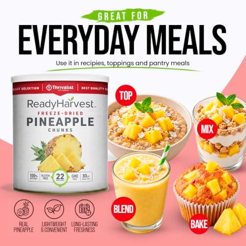 Ready Harvest Freeze-Dried Pineapple Chunks, #10 Can