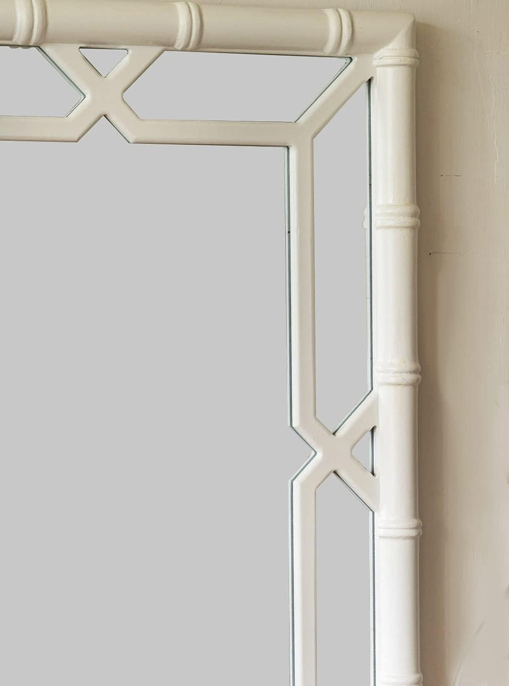Bamboo-Look Solid Wood Window Pane Mirror 23" X 31" - White