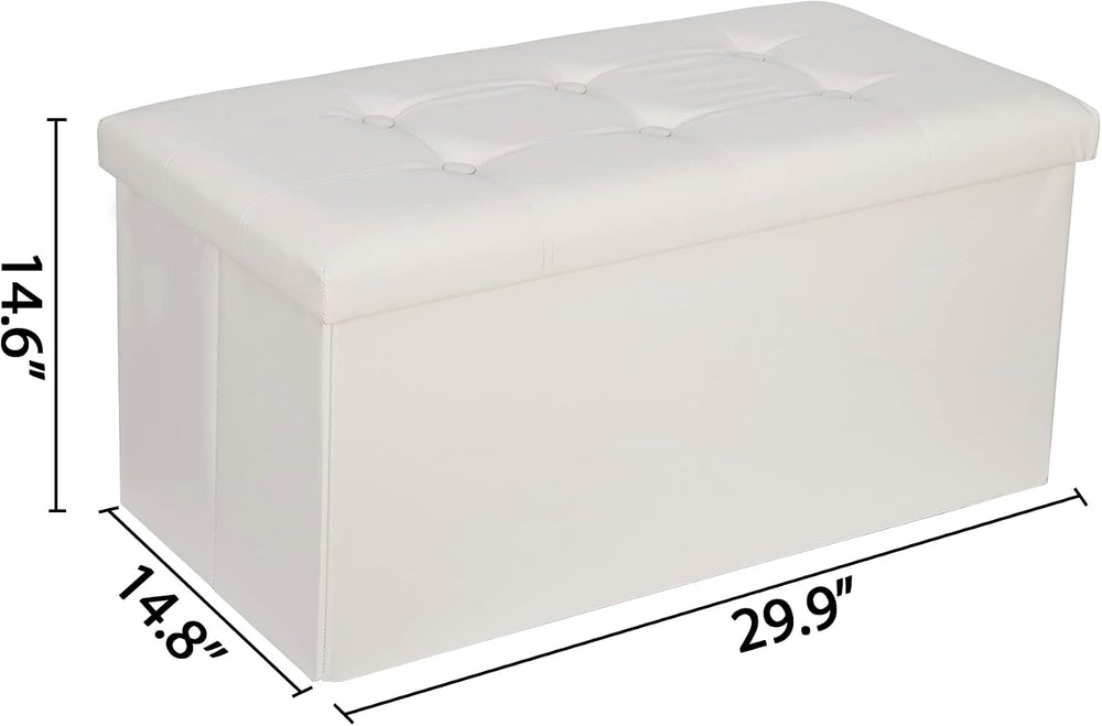 SUPER DEAL Folding Storage Ottoman Bench, Waterproof Faux Leather Ottoman Pad...