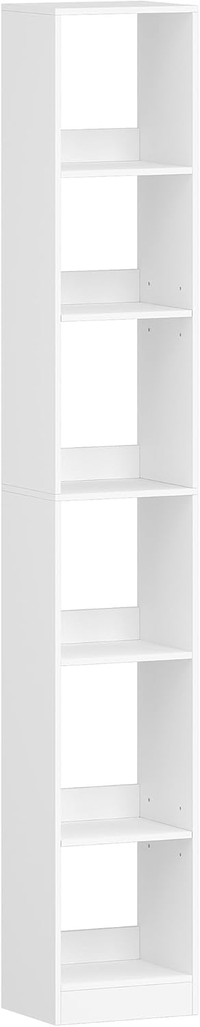 Hzuaneri Bookcase, Tall Narrow Bookshelf, Open Display Storage Shelf