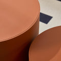 Nested Table Set 2 Pieces, MDF Coffee Table Set Living Room/Lounge Area (Orange + MDF + Round)