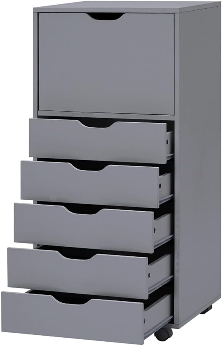 Naomi Home Carly 5-Drawer Wooden Dresser with 1 Cabinet - Gray