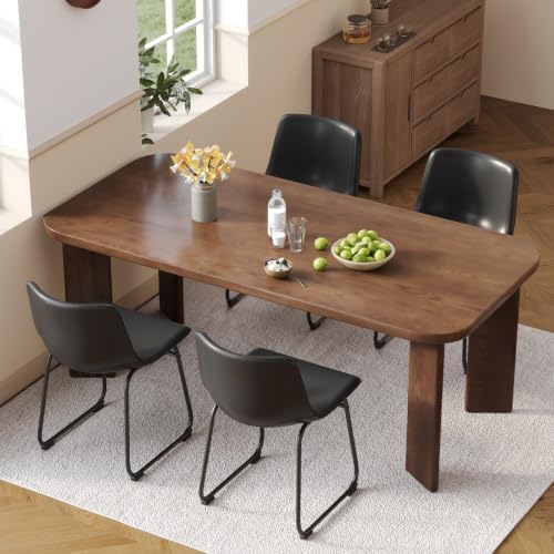 Dining Chairs Set of 2, 18in PU Leather Modern Kitchen Chairs, Black