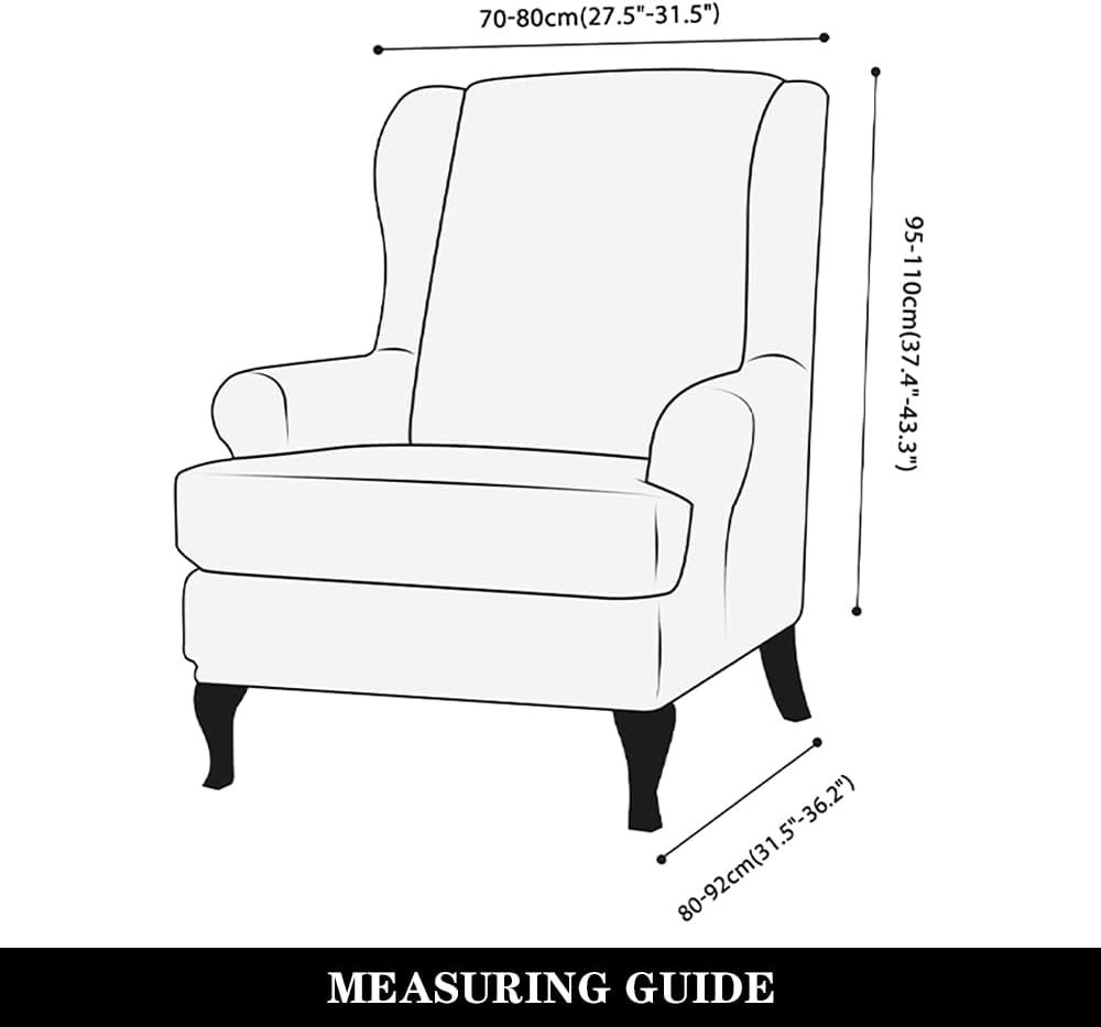 Wing Chair Slipcovers, 2 Piece Stretch Wingback Chair Cover Soft Velvet Armch...
