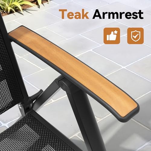 Pellebant 7 Piece Outdoor Dining Set for 6, Aluminum Table & Foldable Chair