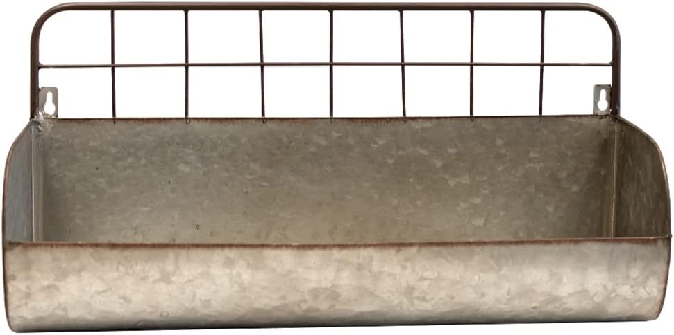 VILLAGE GIFT IMPORTERS Rustic Farmhouse-Style Wall Shelf, Full Metal Construc...