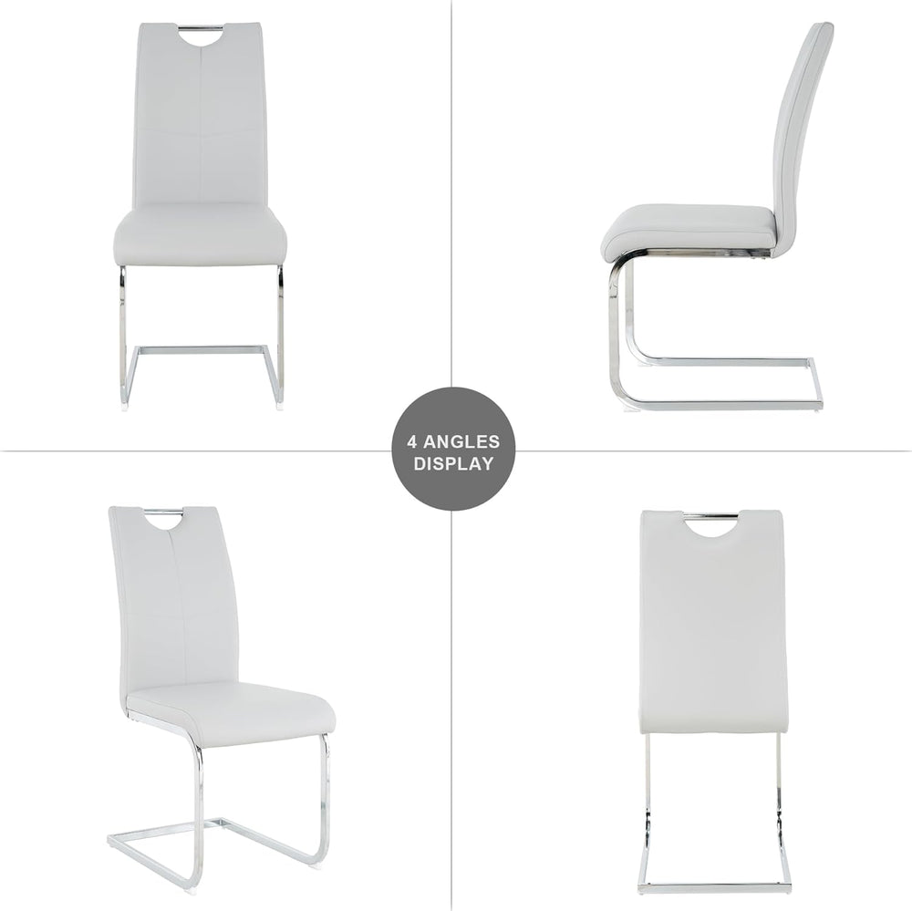 Modern Dining Chairs Set of 4 PU Faux Leather High Back Upholstered Chairs wi...