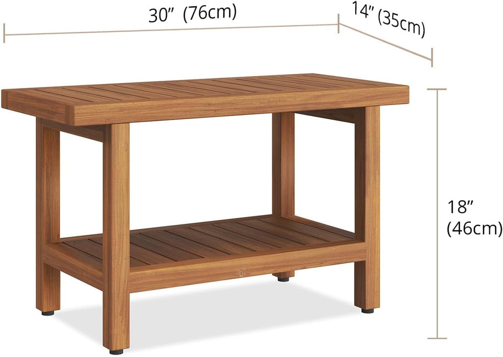 The Original 30" Spa Teak Shower Bench with Shelf