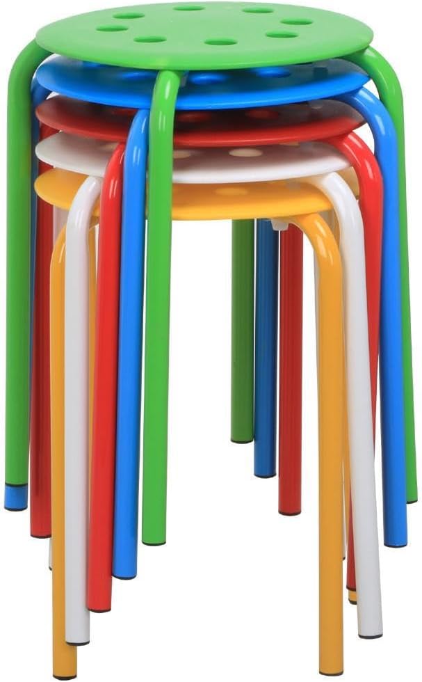 Yaheetech Stackable Stools Set of 5, Classroom Flexible Seating, Multicolor