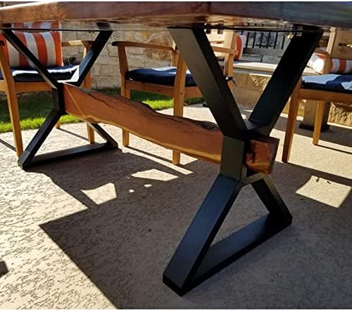KaKaBB Metal Desk Legs 28 inch, Heavy Duty Industrial Table Legs with Adjustable Protector Feet, DIY Modern Cast Iron Furniture Legs Set of 2 (28", Black)