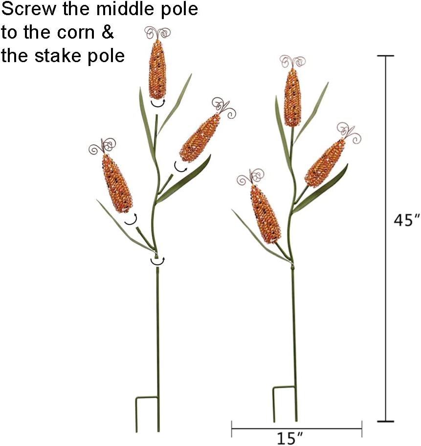 Metal Corn Garden Stake Decorative Outdoor Fall Yard Stake for Outside