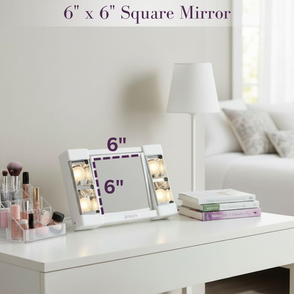 JERDON Lighted Makeup Mirror with 3X Magnification - White - J1010