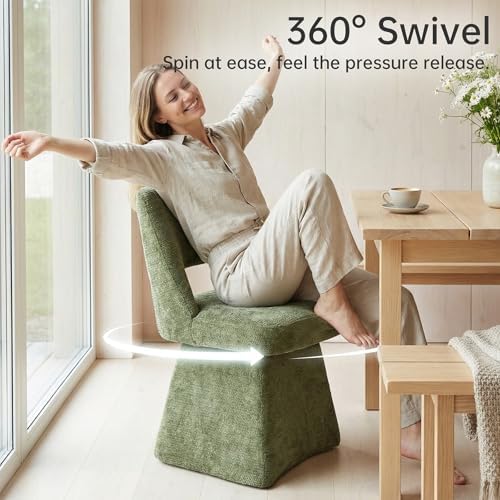 VKNOW Upholstered Swivel Dining Chairs Set of 4 with Curved Open Back