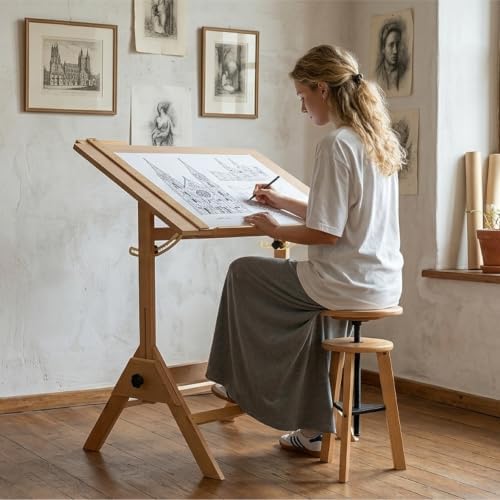 MEEDEN Wood Adjustable Drafting Table: 35.5" x 23.5" Art Drawing Desk
