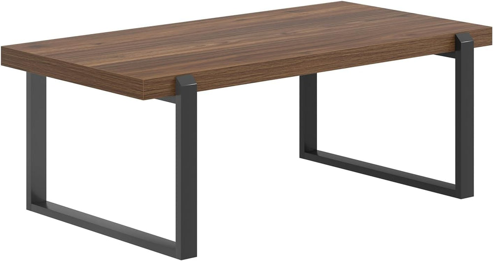 FOLUBAN Modern Coffee Table, Rustic Wood and Metal Center Table, Industrial R...
