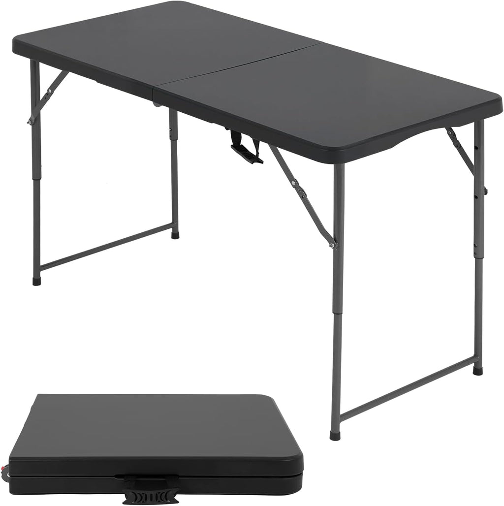 FDW | 4FT Folding Table | Black | Portable Plastic Table