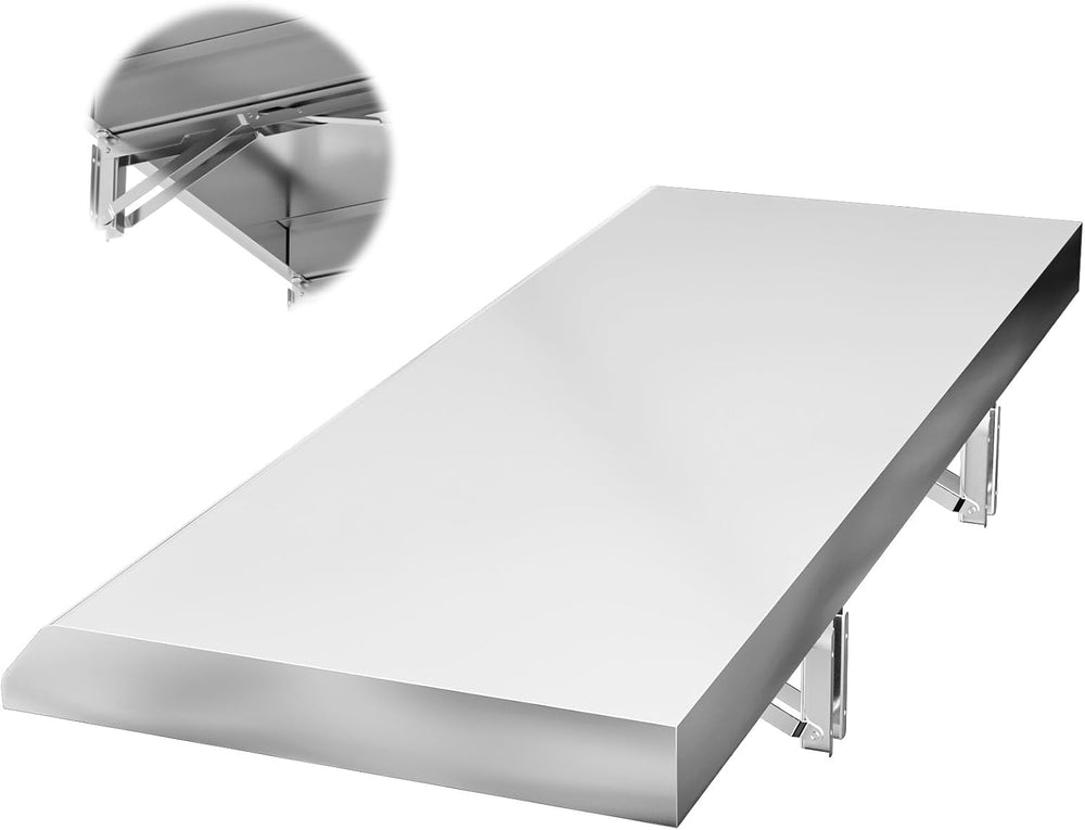 Folding Concession Shelf 24 x 12 Inch, Stainless Steel Fold Down Shelf