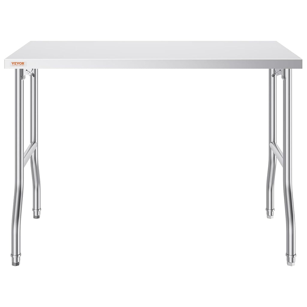 VEVOR Stainless Steel Foldable Work Table, 24 * 48 Inch Heavy Duty Food Outdoor Stainless Steel Worktable for Commercial Kitchen Restaurant