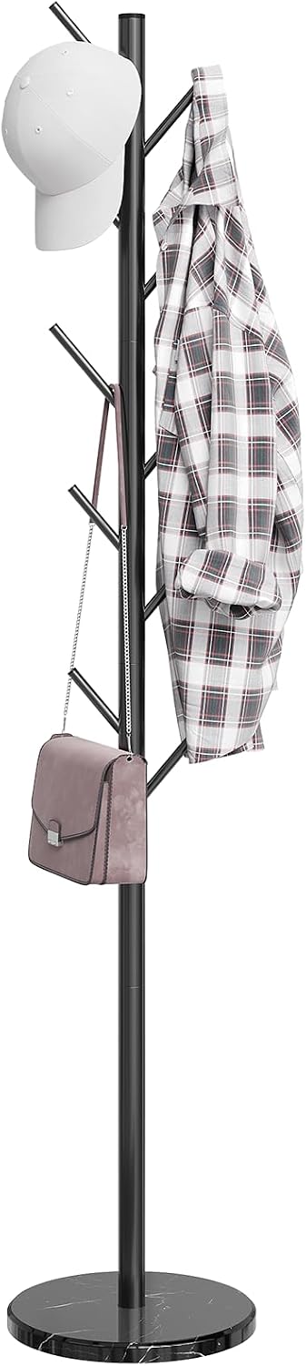 ELYKEN Coat Rack Freestanding, Metal Coat Rack with Natural Marble Base
