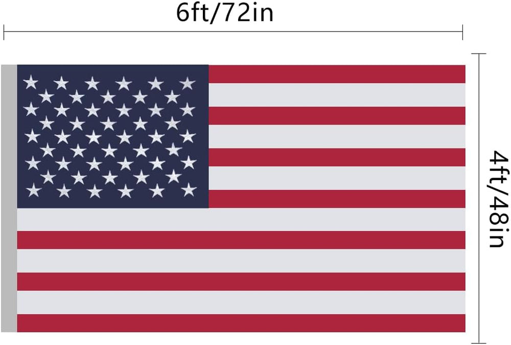 American flag for outside 4x6 Ft, Embroidered, Brass Grommets