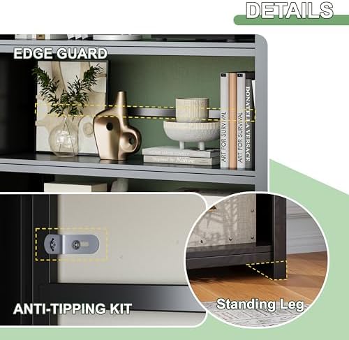 5 Tier AV Media Stand, 69.3" Tall Media Shelf with Display Storage Shelves