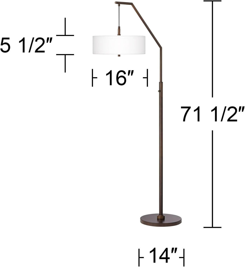 Possini Euro Design 71 1/2" Tall Blue Drum Bronze Downbridge Arc Floor Lamp