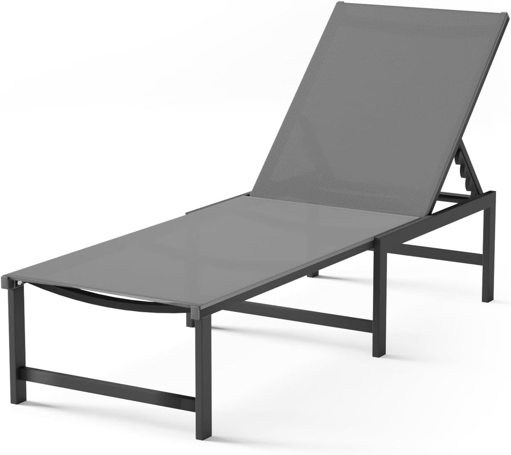 Aluminum Patio Chaise Lounge Chair Outdoor, Grey