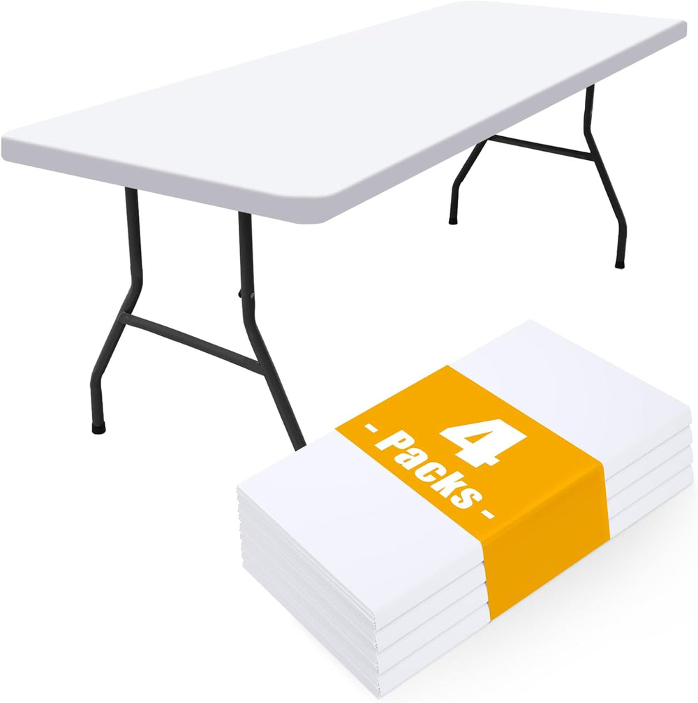 Smiry 4 Pack Elastic Fitted Polyester Tablecloths for 6 Foot Tables